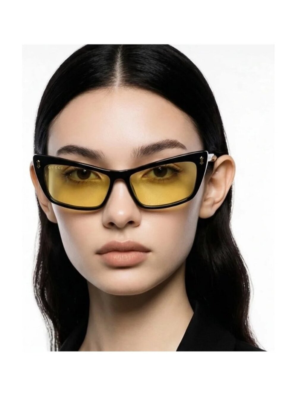 New Authentic Gucci GG626S 002 Sunglasses – Black Frame with Yellow Lenses ✨